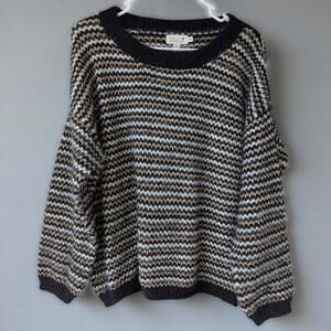 Molly Bracken Oversized M/L Bohemian Chunky Knit Striped Sweater Boho Metallic